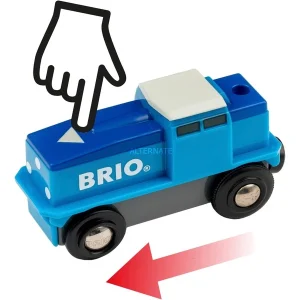 BRIO Locomotive De Fret Bleue À Pile, Jeu Véhicule 12