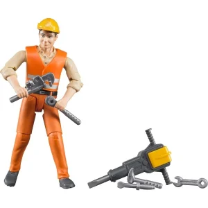 Bruder Figurine Ouvrier Avec Accessoires De Chantier 8